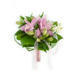 Букет невесты №5 (орхидеи, альстромерии, зелень, декор)