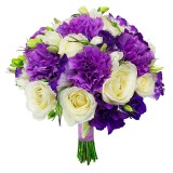 Букет невесты №12 (розы, куст.розы, эустома, зелень, декор)