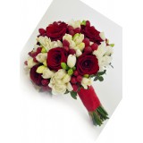 Букет невесты №54 (розы, фрезии, декор)